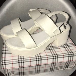 Stylish white platform sandals